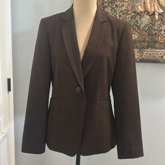 John Meyer Studio Brown‎ With Pink Large Checker Blazer. Size 6 - Picture 1 of 10